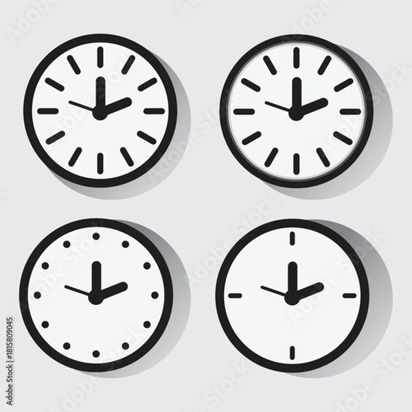Obraz Empty printable clock face template isolated on white background
