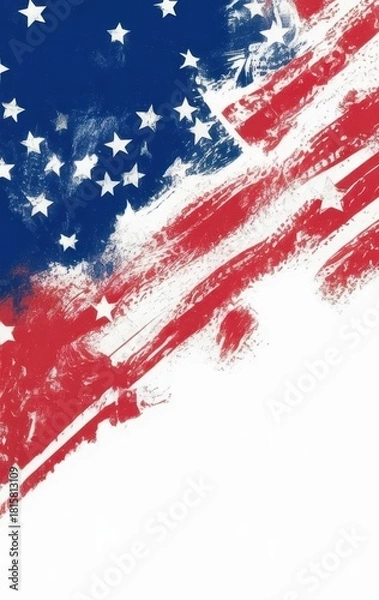 Obraz American flag grunge style background with stars and stripes for patriotic design needs