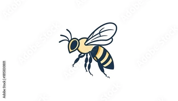 Fototapeta A simple cartoon illustration of a bee in flight.