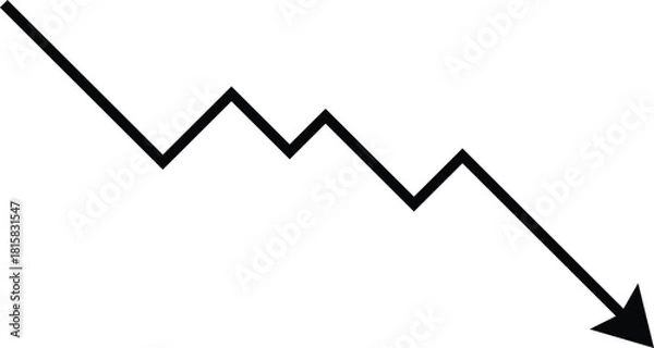 Fototapeta Decline line graph with down arrow Vector