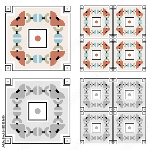 Obraz vector abstract pattern, simple shape texture, geometric seamless tile 