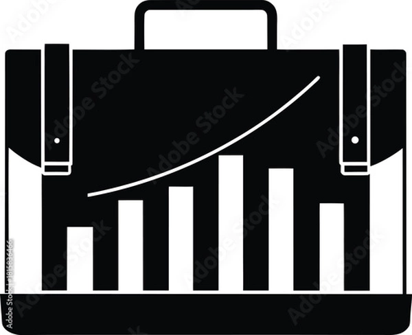 Fototapeta Minimalist briefcase with a rising bar chart symbol