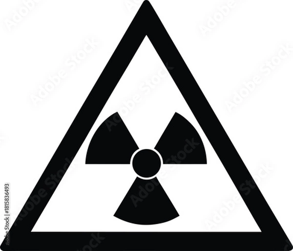 Fototapeta Minimalist radioactive warning hazard symbol on white background