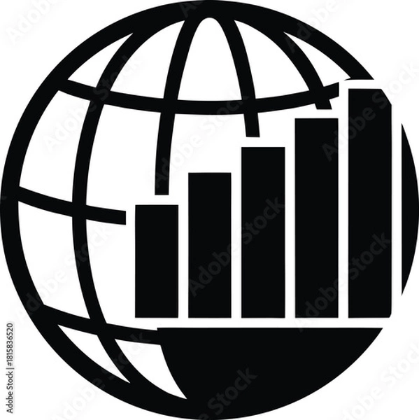 Fototapeta Abstract globe with modern bar chart and data visualization elements