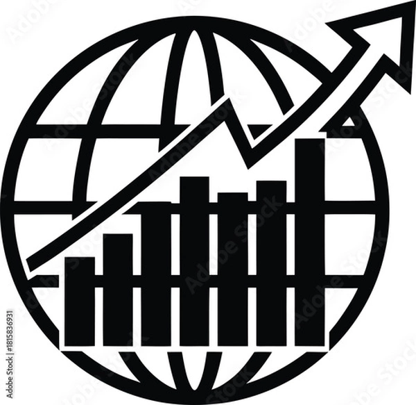 Fototapeta World economic progress line graph logo design
