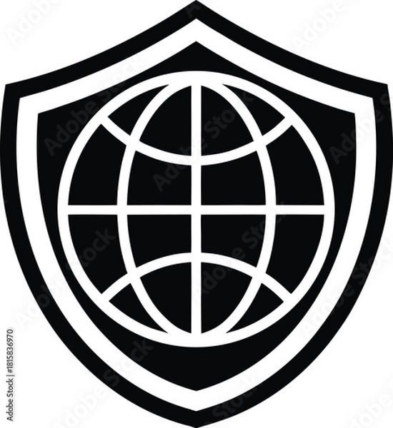 Fototapeta Global economic stability shield icon representing security and protection