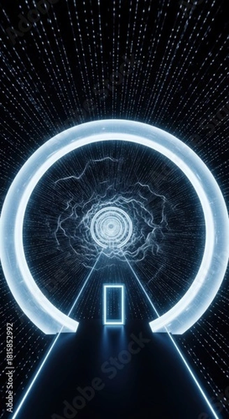 Fototapeta Celestial portal: A journey through luminous abstraction toward unknown realms