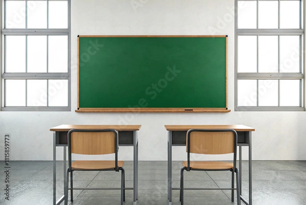 Fototapeta school classroom with blackboard