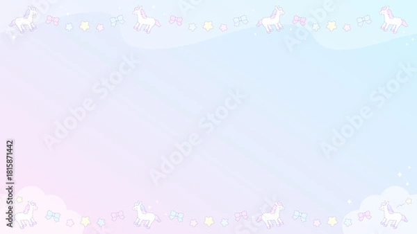 Fototapeta ファンシードリームホースのグラデーションソーダポップフレーム♡