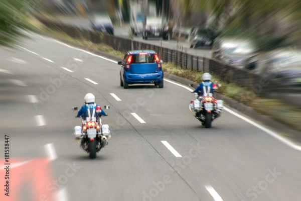 Fototapeta 白バイの取締り