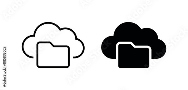 Obraz Cloud Storage Icon for File Hosting, Data Backup, Digital Folder Management, Network Access, SaaS Platform, Online Sync, IT Infrastructure, Cybersecurity, and Remote Computing