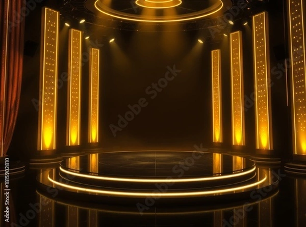Obraz gold theater stage with spotlight