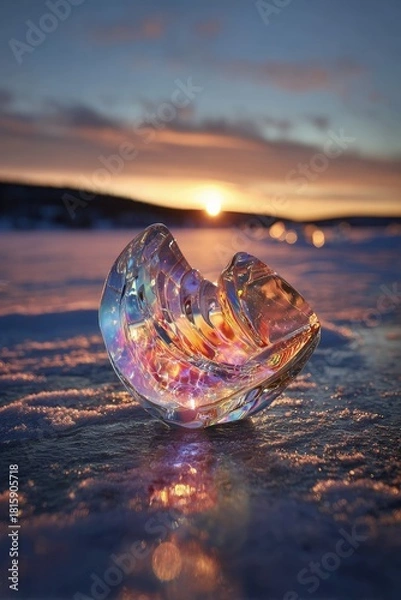 Obraz Frozen Ice Sphere At Sunset Over A Lake