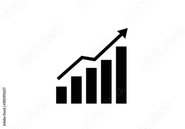 Obraz Black bar chart icon isolated on transparent background