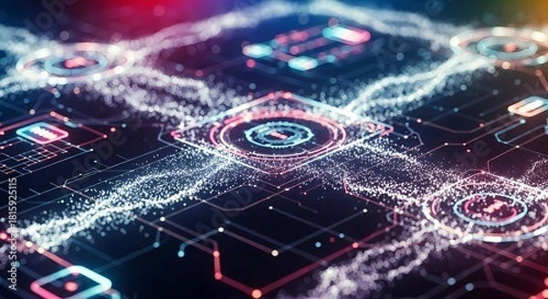 Fototapeta Futuristic Global Data Network and High-Speed Digital Communication