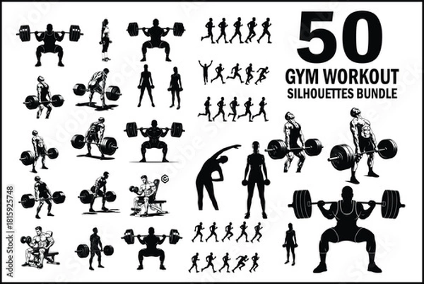 Obraz Gym Workout Silhouettes Bundle 