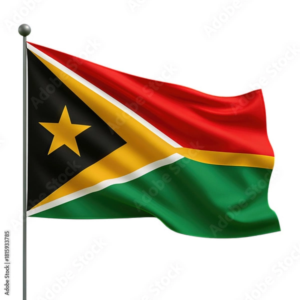 Fototapeta Waving Flag with Bold Colors and Star Design