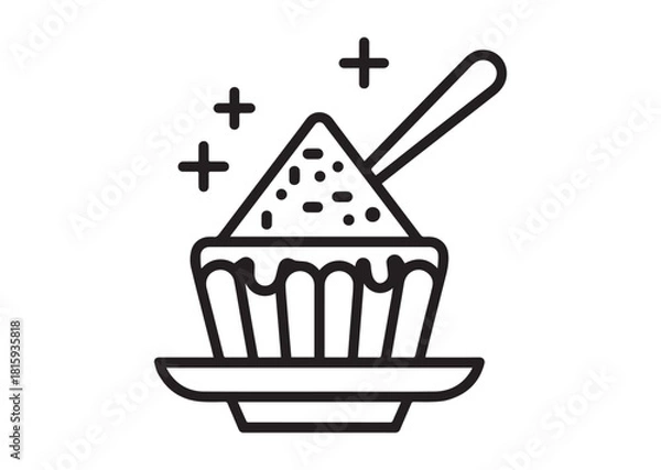 Obraz Powder cake Line art vector