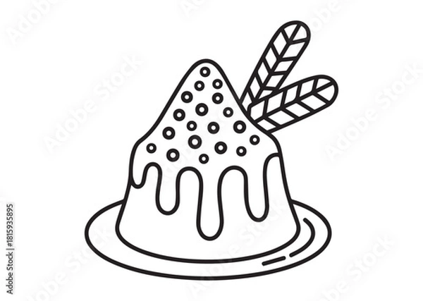 Obraz Powder cake Line art vector