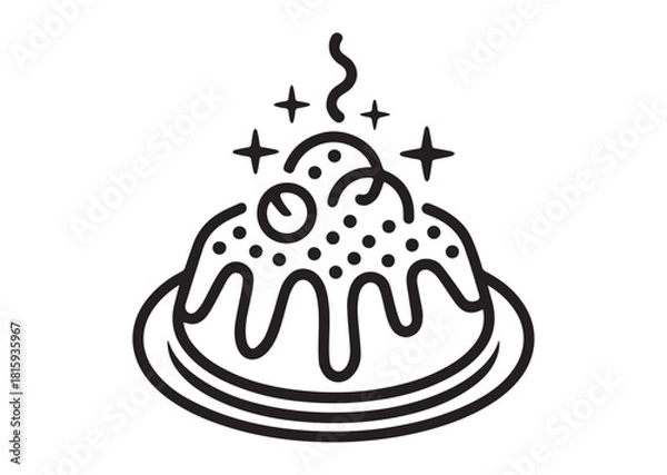 Obraz Powder cake Line art vector