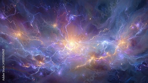 Fototapeta Vibrant Cosmic Nebula With Glowing Colors