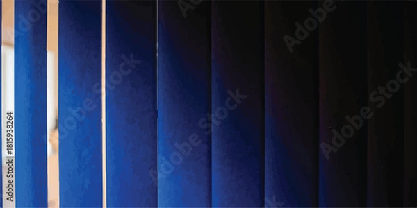 Fototapeta Blue vertical blinds a modern window covering offering privacy and light control in an office or home