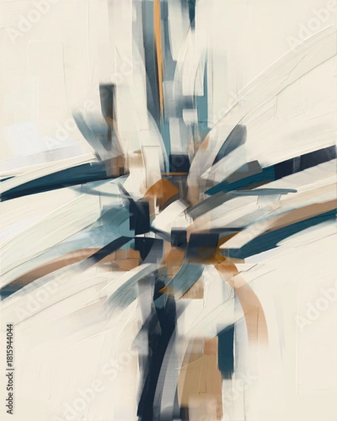 Fototapeta Soft and minimalistic abstract artwork with delicate lines and muted tones, creating a calm and refined aesthetic for modern interiors