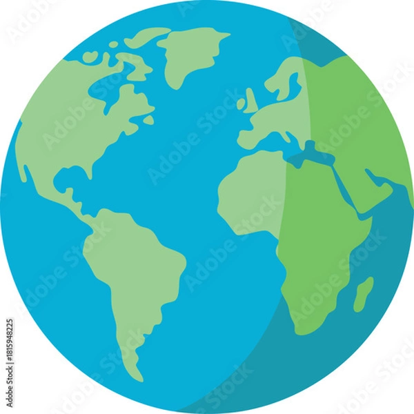 Obraz Flat design earth globe with continents and oceans
