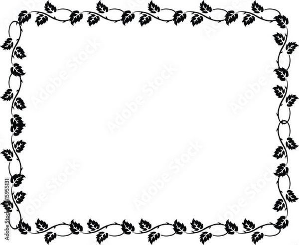 Fototapeta Elegant botanical vine border frame with delicate leaves, decorative floral design element illustration vector