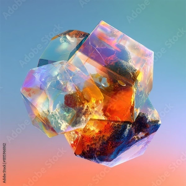 Fototapeta Abstract Colorful Geometric Crystal Shapes