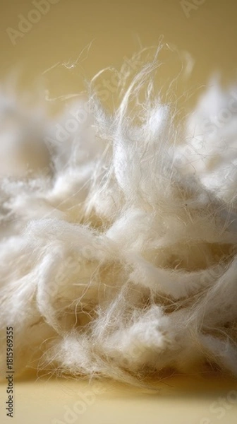 Obraz Fluffy White Cotton Fibers With Golden Glitter On Beige Background