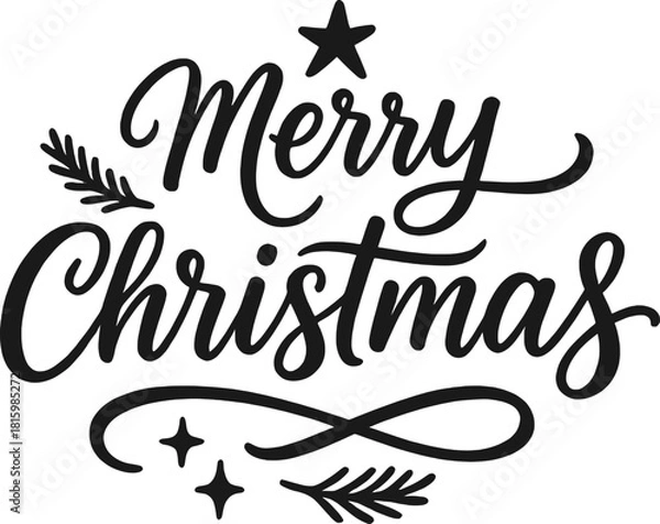 Obraz Elegant Script Merry Christmas in Black
