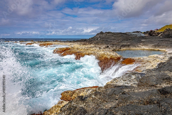 Fototapeta Rough sea and natural pools, Azores, Portugal