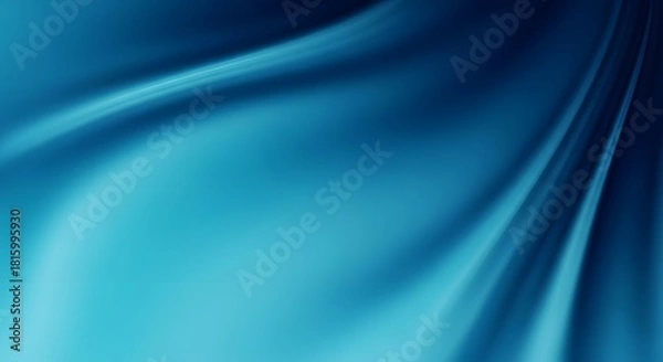 Fototapeta Abstract blue silk fabric background with smooth flowing lines and texture