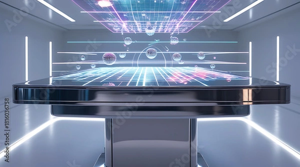Fototapeta Futuristic technology display with holographic interface