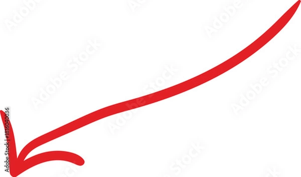 Fototapeta red curved arrow pointing down