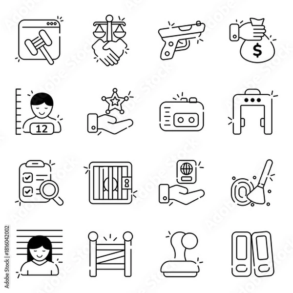 Obraz Set of Law and Equity linear Icons 
