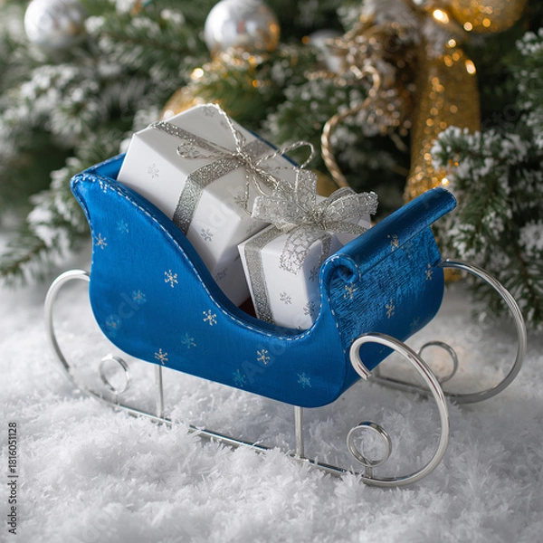 Fototapeta AI-Generated Christmas Tree Decor with Presents | Cozy Holiday Ambience