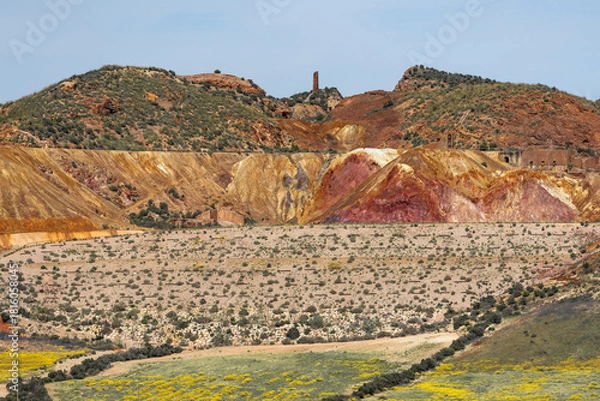 Fototapeta Panoramic view of the Mazarron Mines, Murcia, Spain