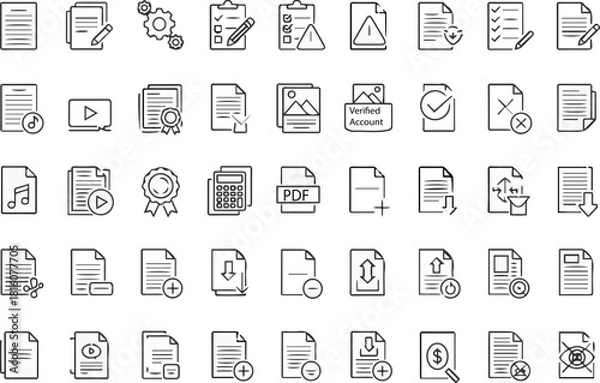 Obraz Document and File Management Icons Set Keywords: document, file, icon, set, management, paper