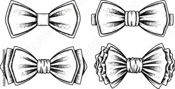 Obraz Four Hand Drawn Bow Tie Styles bowtie necktie