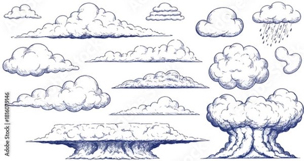 Obraz Hand- Drawn Cloud Illustrations clouds weather