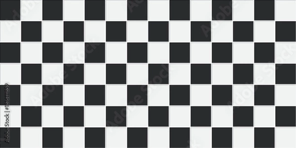 Obraz Black and white  ceramic tiles diagonal texture background with classic checkerboard pattern vector illustration