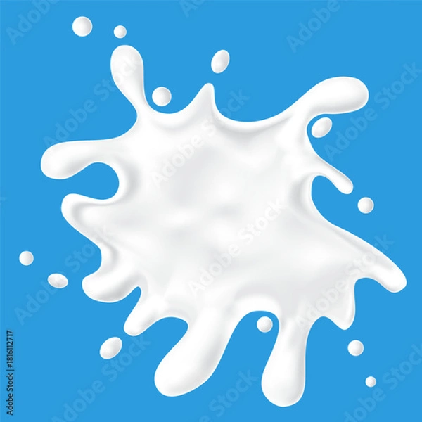 Obraz Milk splashes with droplets background vector illustration