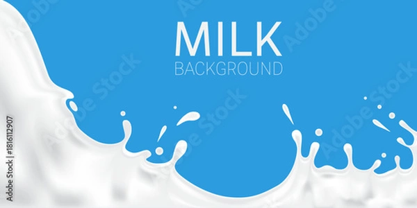 Obraz Milk splashes with droplets background vector illustration