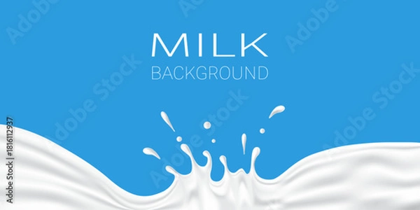 Obraz Milk splashes with droplets background vector illustration