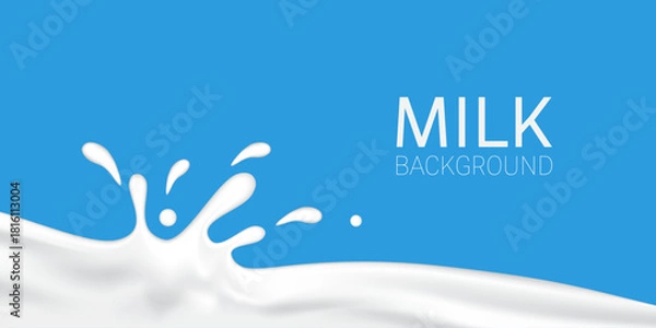 Obraz Milk splashes with droplets background vector illustration