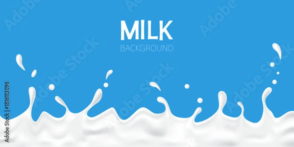 Obraz Milk splashes with droplets background vector illustration