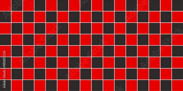 Obraz Black and red  ceramic tiles texture background with classic checkerboard pattern vector illustration