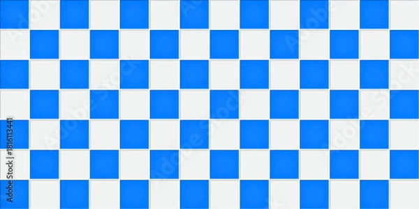 Obraz Blue and white  ceramic tiles texture background with classic checkerboard pattern vector illustration